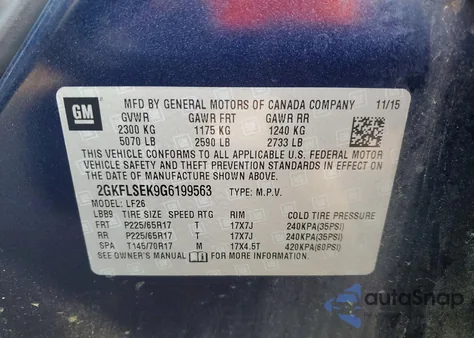 2016 GMC Terrain Sle z USA, uszkodzony, nr VIN 2GKFLSEK9G6199563